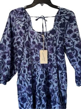 NWT Universal Thread Blue Floral Midi‎ Dress Women’s Small Boho Cottagecore